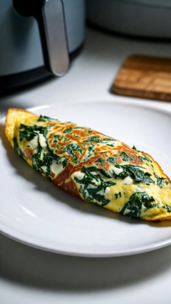 Omlet z szpinakiem i serem feta z AirFryer